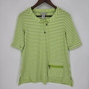 Multiples Green Stripe Artsy Tunic Small